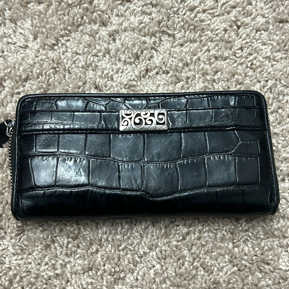 Brighton, black mock croc, leather wallet